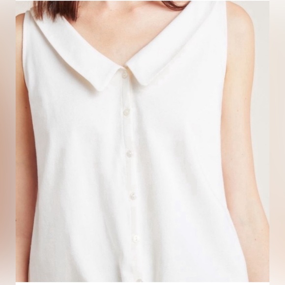 NWOT Anthropologie Ivory Biloxi Collar Button Up Tie Front Top Size L - Picture 3 of 7